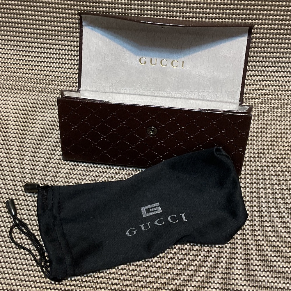 Gucci Dark Brown sunglasses case with Black Pouch
